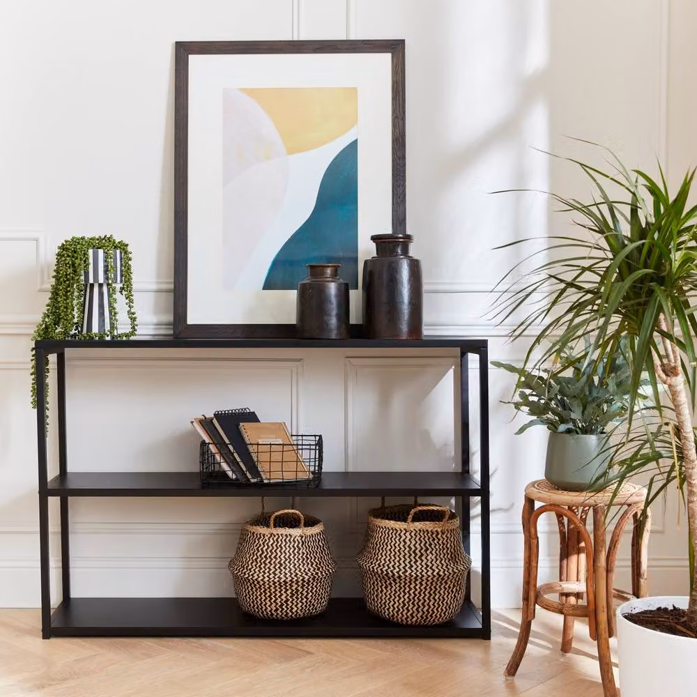 Sweek 3-Level Industrial Metal Shelving Unit in Matt Black – 4
