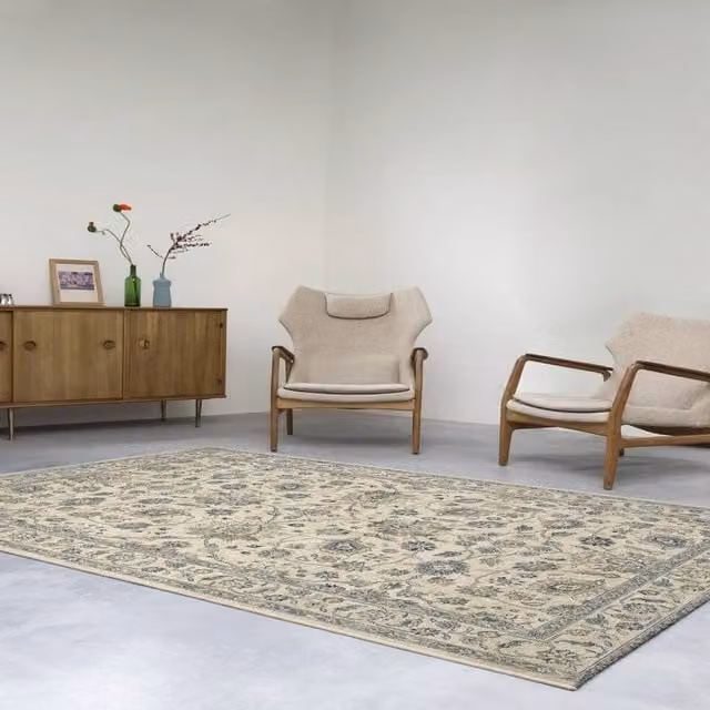 The Rug Shop UK Cream Traditional Floral Machine Woven Area Rug, W: 160 cm, L: 230 cm