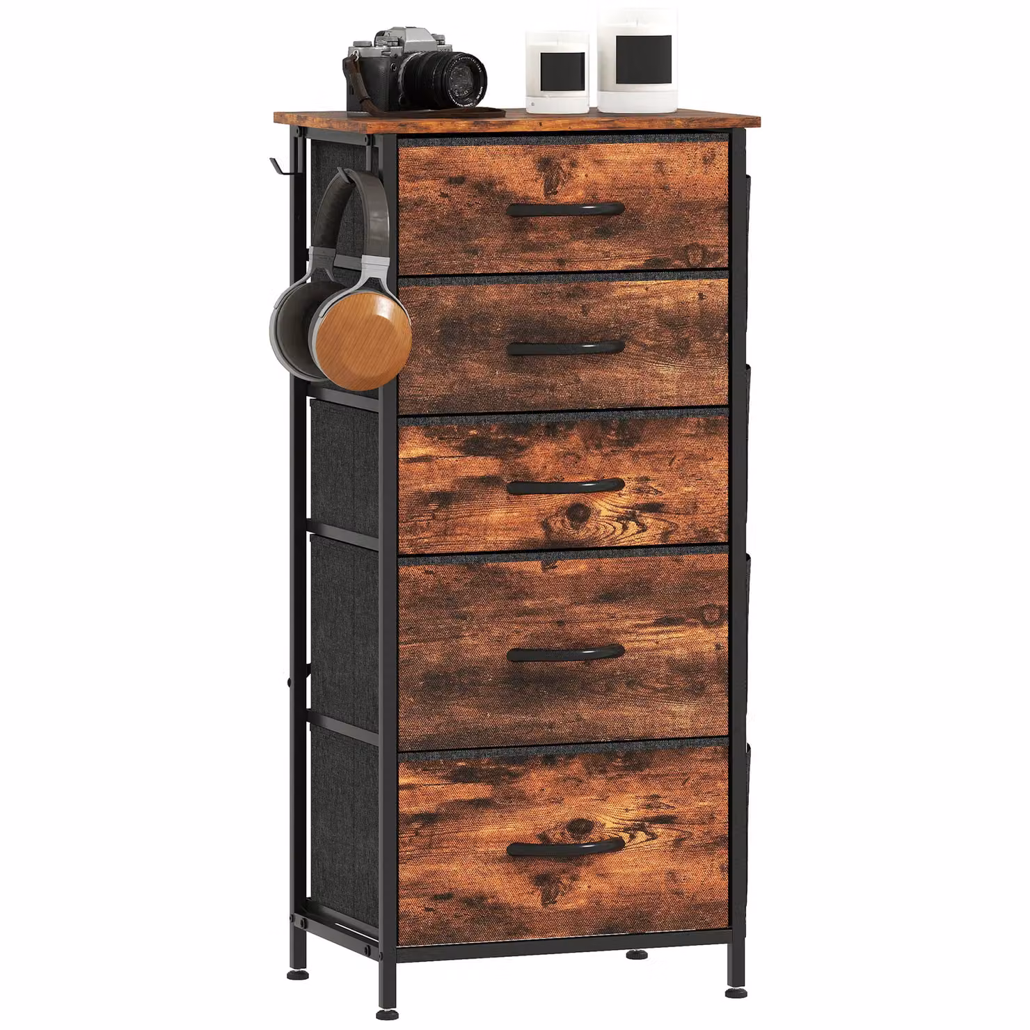 HOMCOM Brown Fabric and Metal Industrial Chest of Drawers for your Bedroom – 2