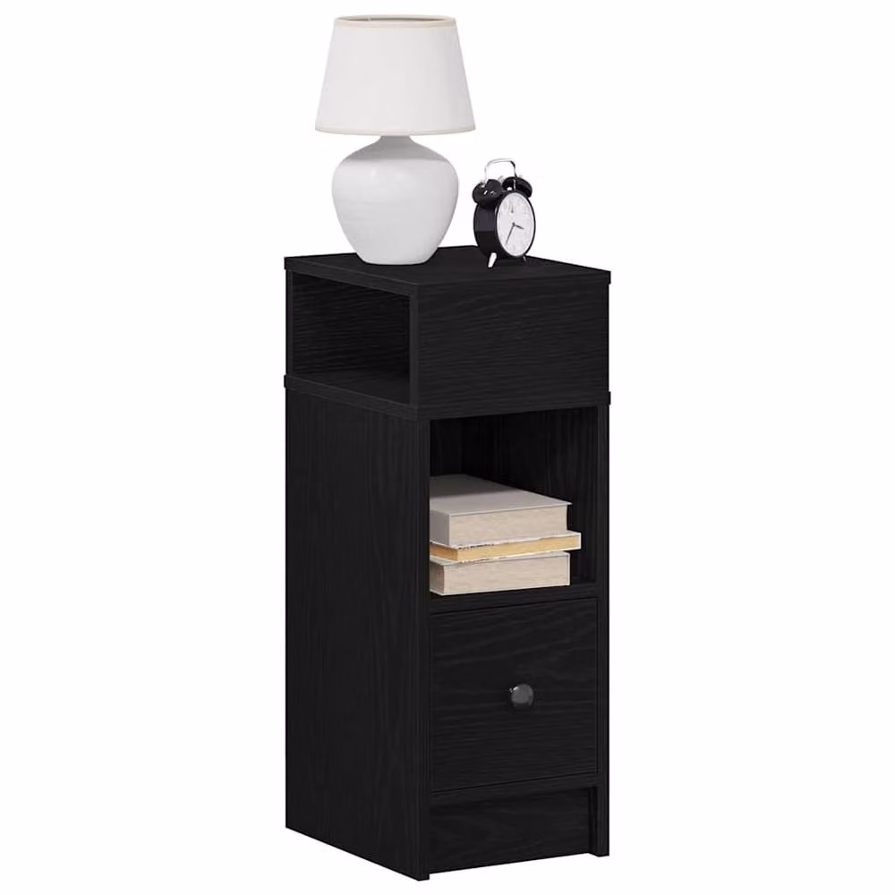 Berkfield Home Durable Bedside Cabinet with Drawer in Black, W/D/H: 25 x 31 x 66 cm – 2