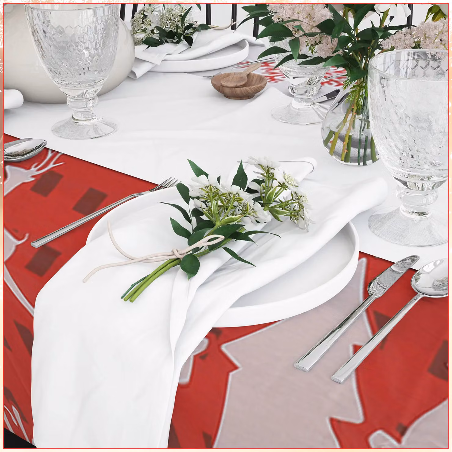 Neel Blue Red and White PVC Christmas Tablecloth, W: 137 cm, L: 274 cm – 7