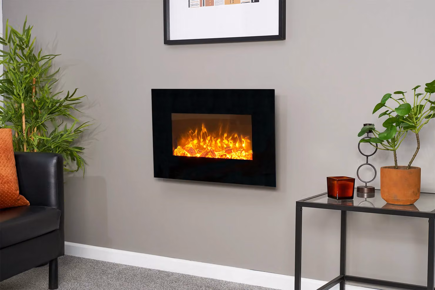 Sureflame WM-9334 Electric Wall Mounted Fire with Remote, Black – 3