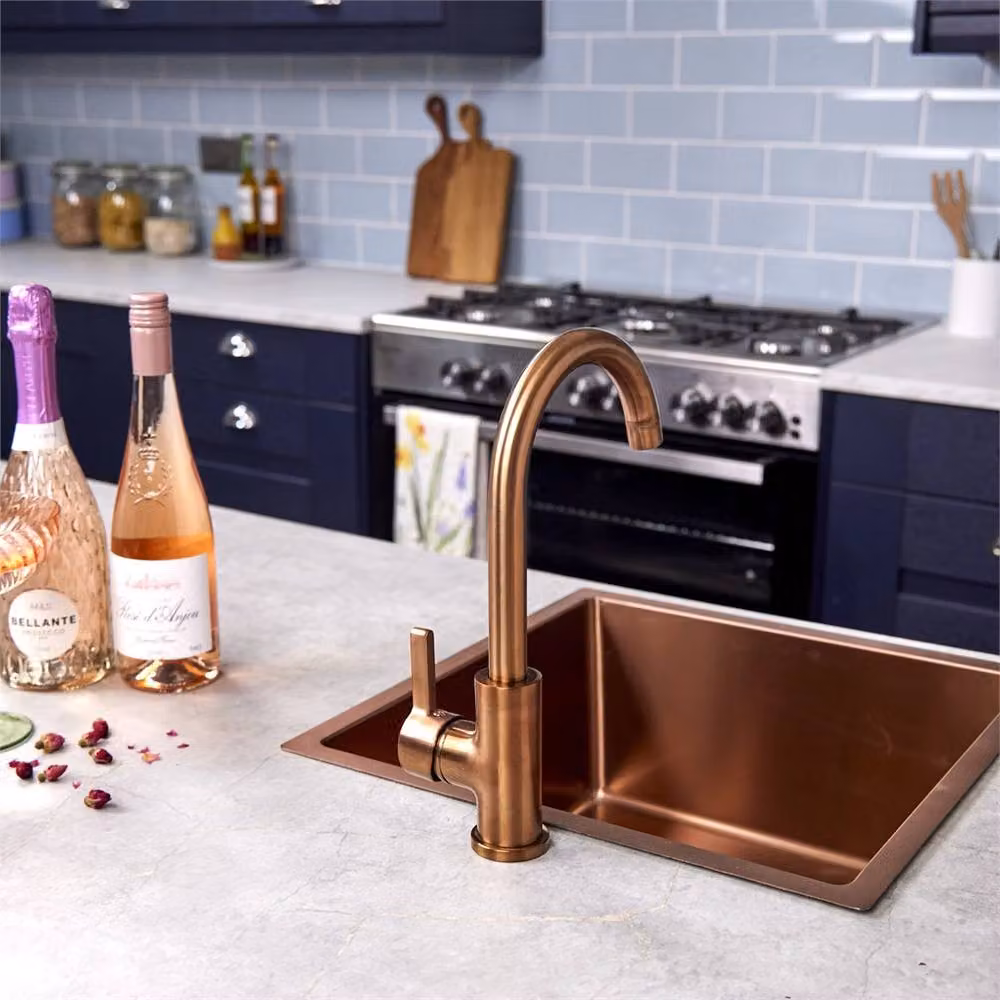 Nordara Copper Single Lever Kitchen Sink Mixer Tap with Swivel Swan Neck Spout – 3
