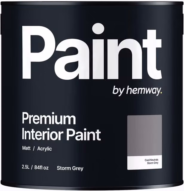 Hemway Matt Acrylic Interior Dispersion Paint in Storm Grey, 2.5L