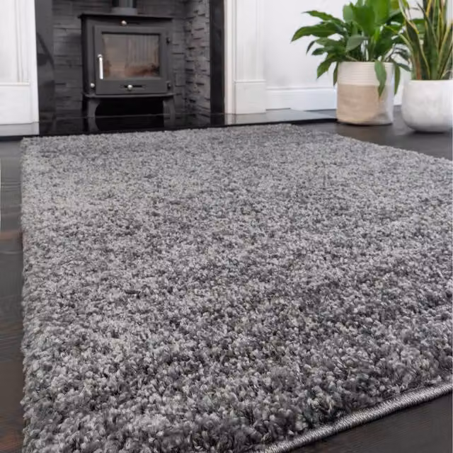 The Rug House Soft Value Shaggy Pile Area Rug in Grey, W: 270 cm, D: 180 cm