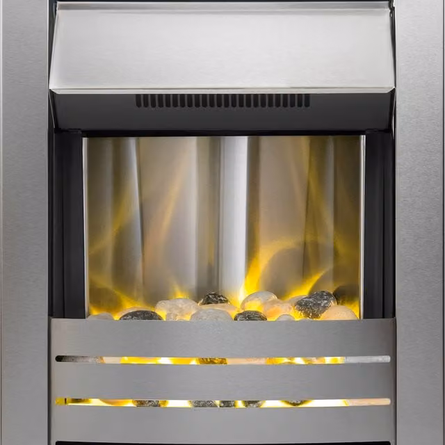 Adam Helios Electric Fire in Silver Brushed Stainless Steel W/D/H: 59.5 x 48.5 x 2000.0 cm