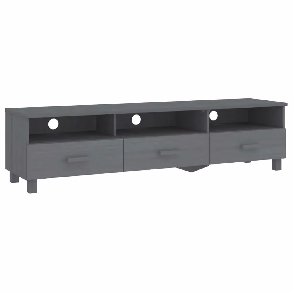Berkfield Home HAMAR TV Cabinet in Dark Grey Solid Pine, W: 158 cm, D: 40 cm, H: 40 cm – 2