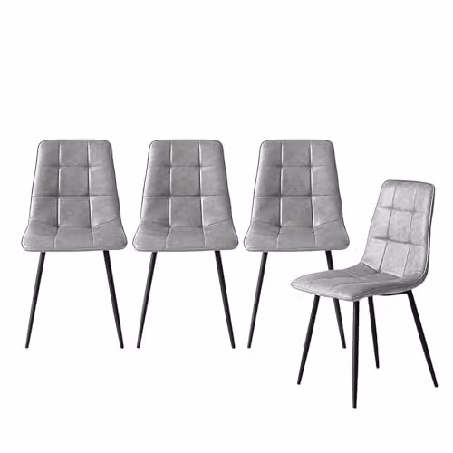 Levede Set of 4 Grey Synthetic Leather Padded Dining Chairs with Cantilever Base – 1