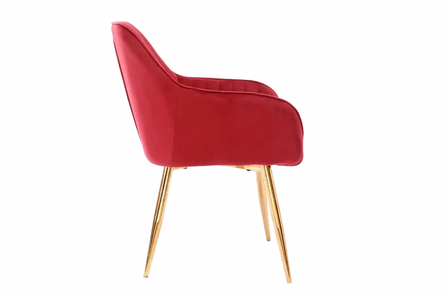 Hygrad Set of 2 Red Velvet Dining Chairs with Gold Metal Legs – 3