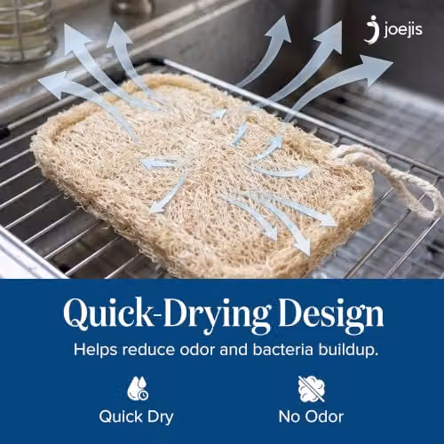 Joeji's Kitchen Loofah Eco Dishwasher Sponges, 8 Pack, Beige – 6