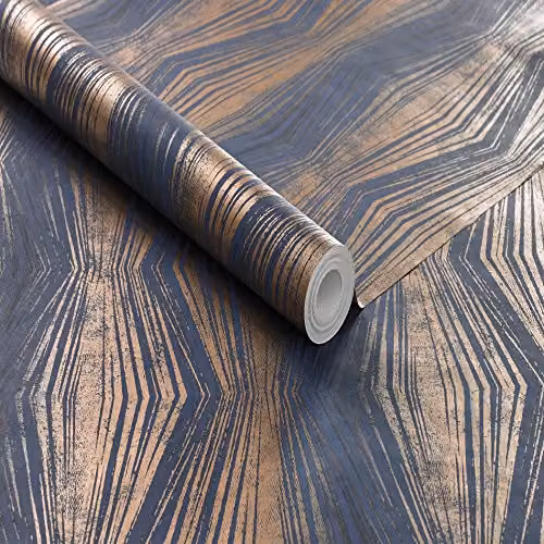 Graham & Brown Boutique Blue Vermeil Stripe Trail Metallic Wallpaper – 2