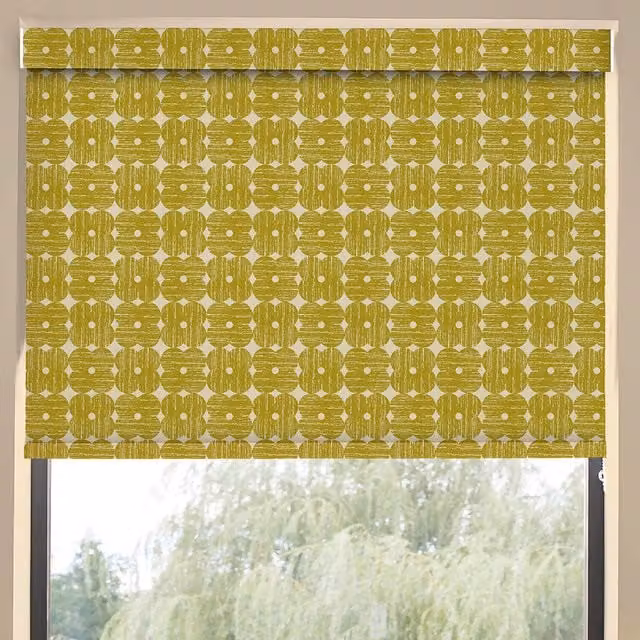 Orla Kiely Made To Measure Yellow Floral Textured Blackout Roller Blind