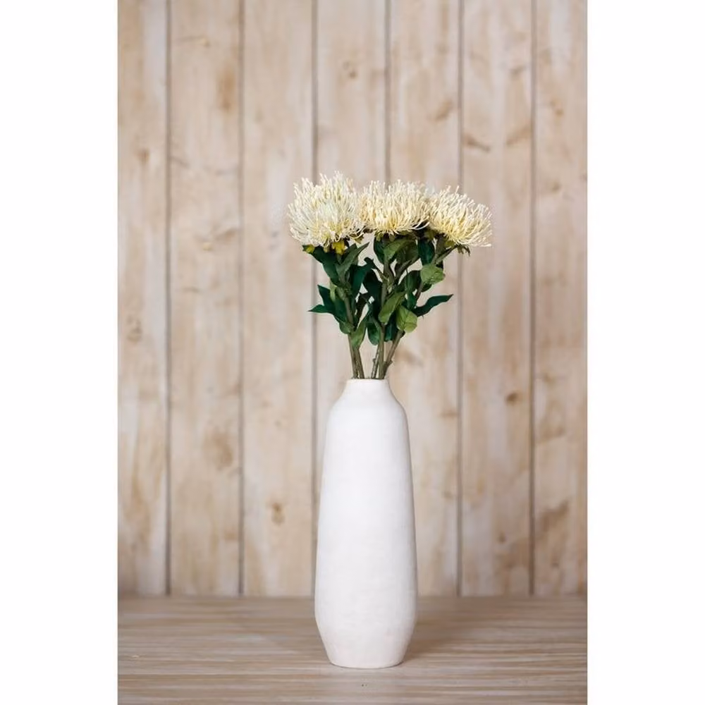 Lemon Pavilion Protea Lorea Single Stem Plastic Flower in Beige and White, Height: 73 cm – 2