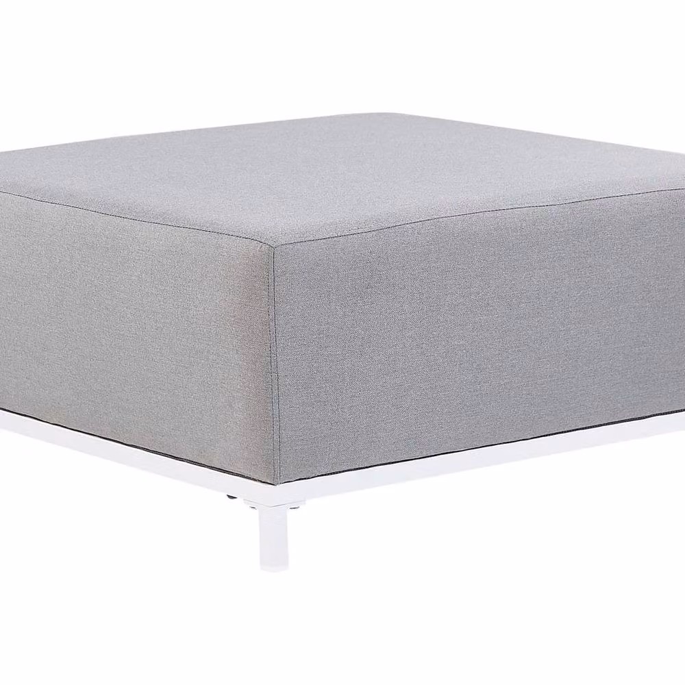 Wyld Haus Square Ottoman in Light Grey Polyester with White Aluminium Legs – 2