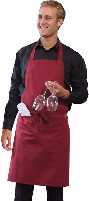 Dennys Adjustable Halter Bib Apron in Red – 1