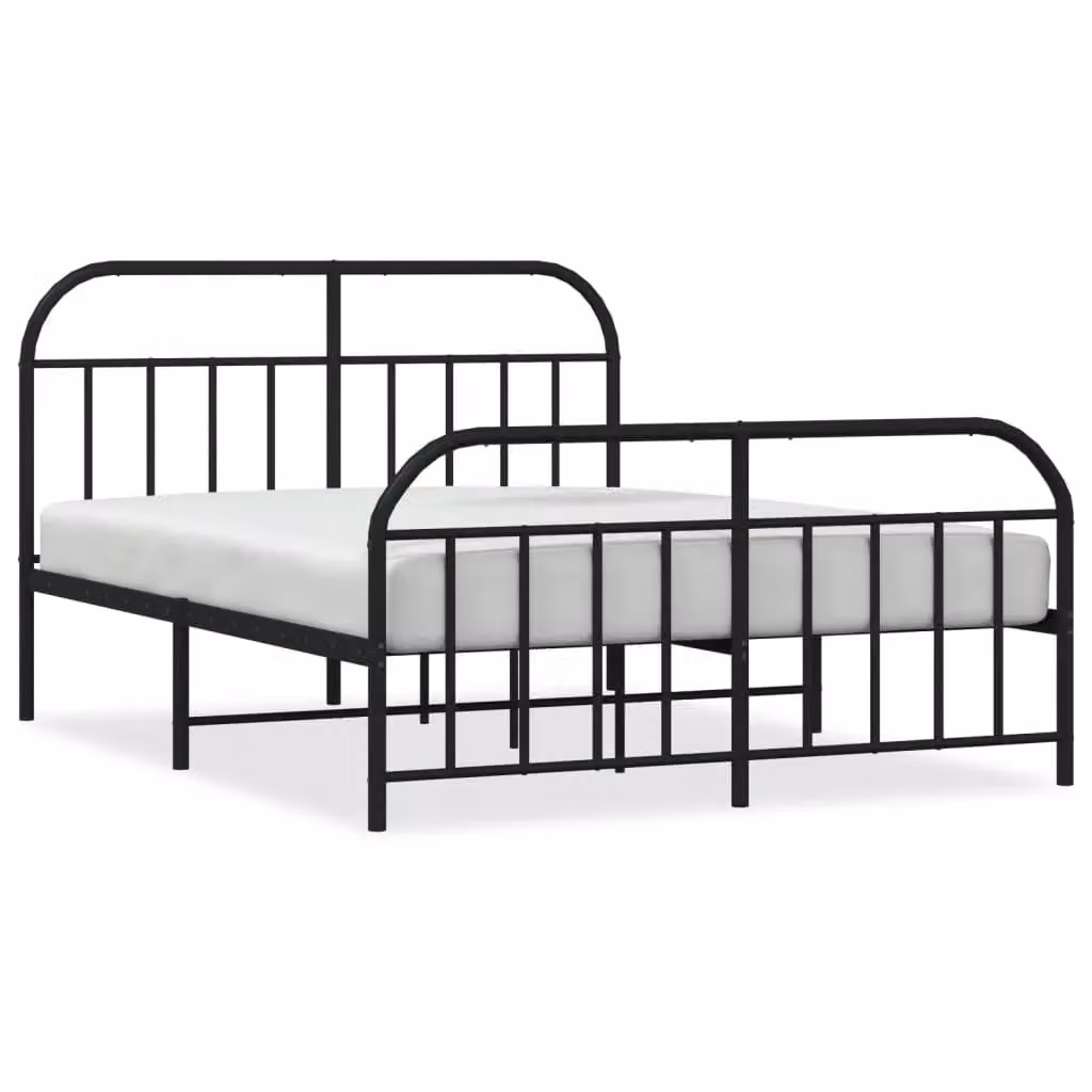Berkfield Home Metal Bed Frame with Headboard and Footboard in Black, W/D/H: 135 x 190 cm – 2