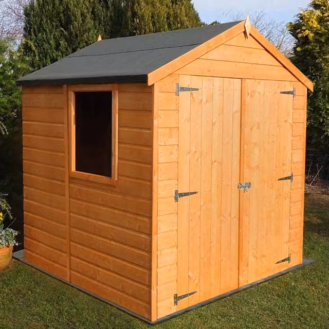 Shires Arran Brown Wooden Garden Shed Workshop with Double Doors W: 182.8 cm, D: 182.8 cm, H: 206.7 cm – 1