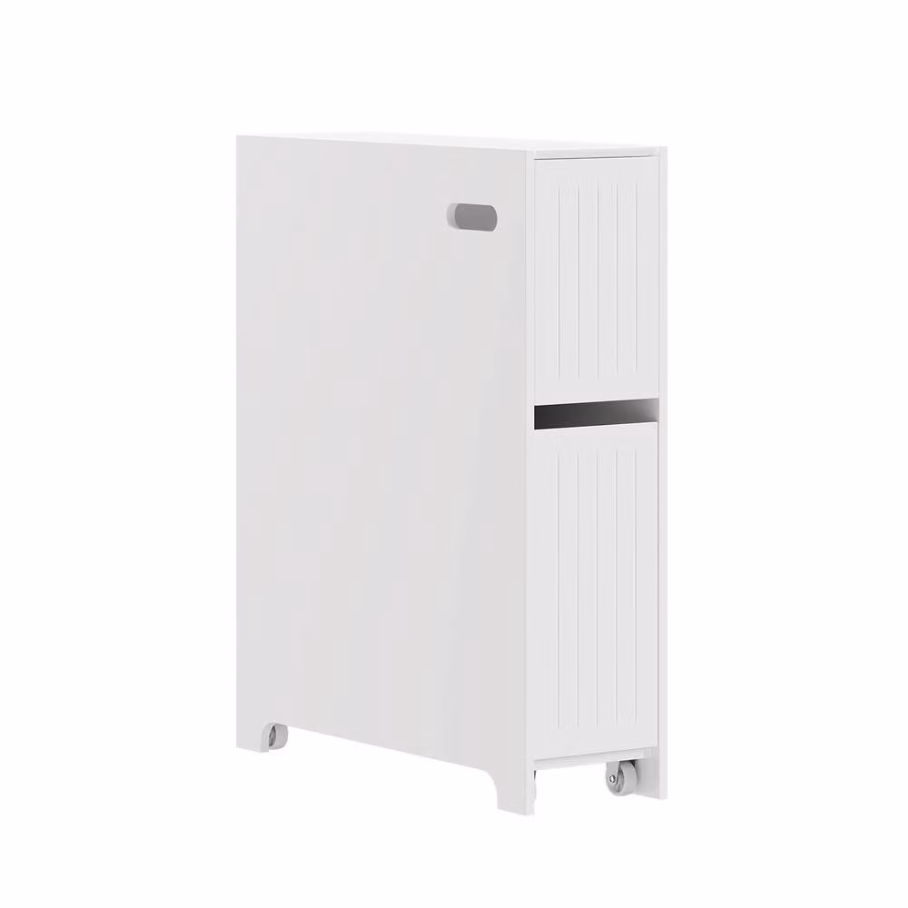 SoBuy Modern Slim Bathroom Storage Cabinet in White with Internal Shelves and Drawers – 2