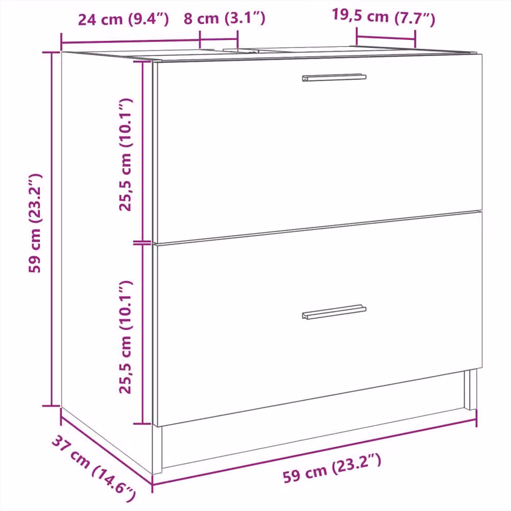Berkfield Home Sonoma Oak Bathroom Sink Cabinet in Beige, W/D/H: 59 x 37 x 59 cm – 3