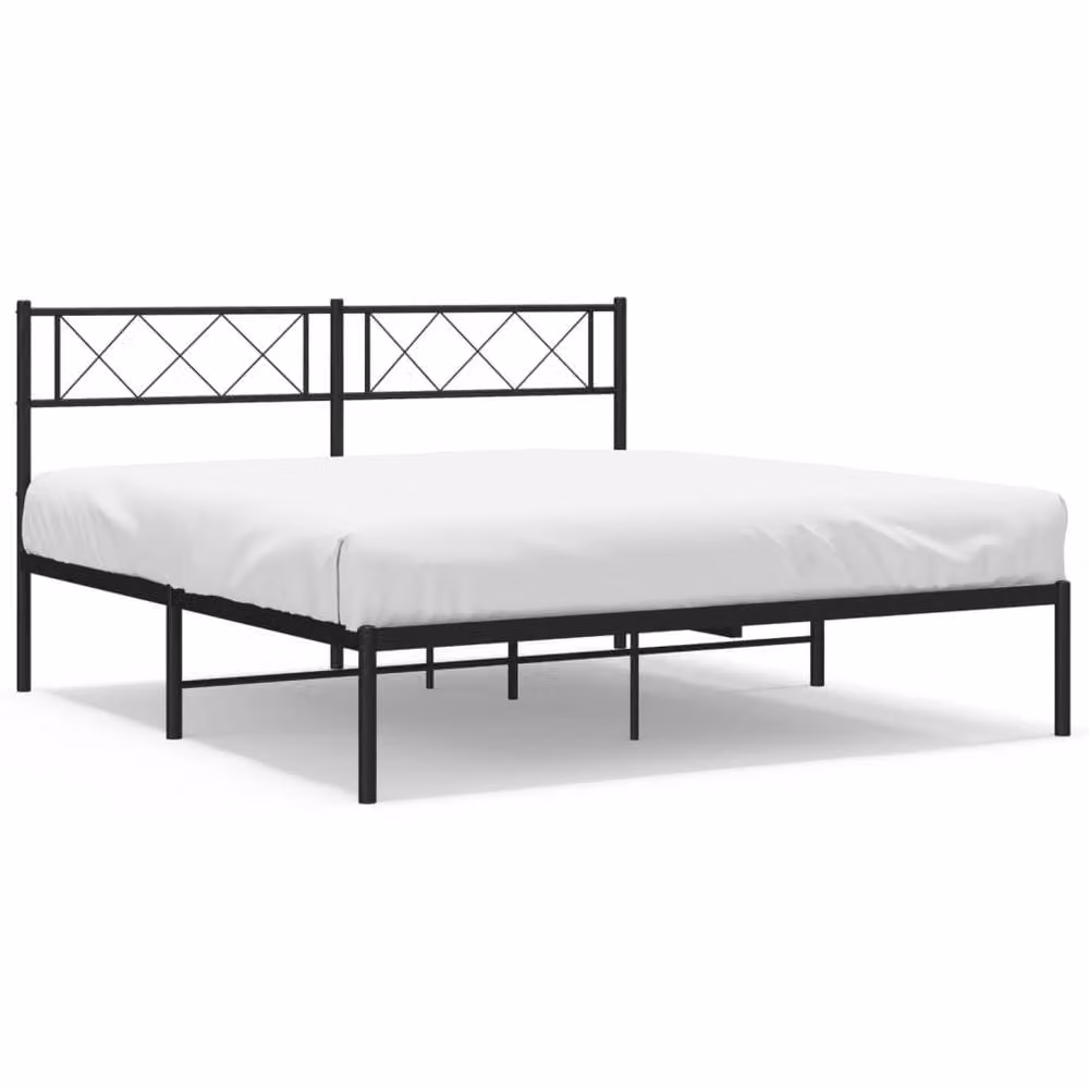 Berkfield Home Metal Bed Frame with Headboard in Black, King Size 180 x 200 cm – 2