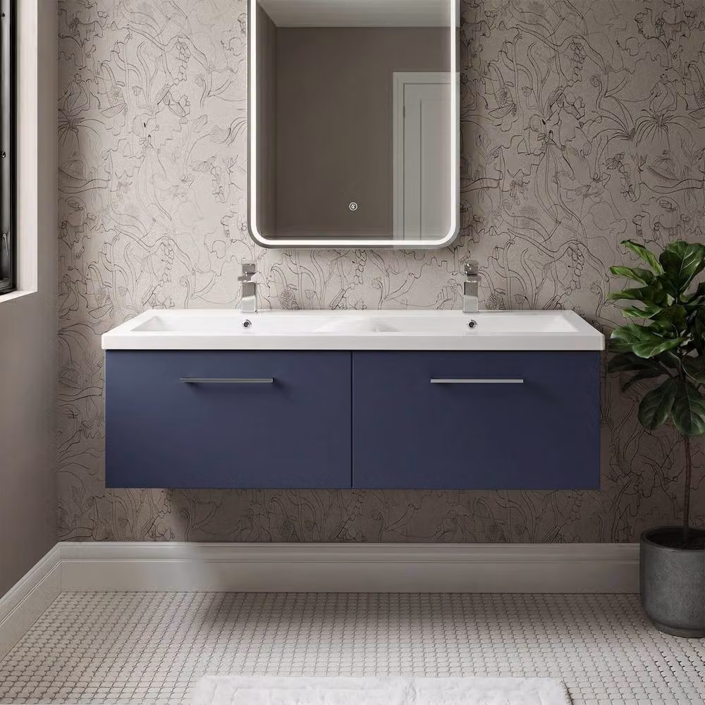 Balterley Level 1200mm Wall Hung Double Basin 2 Drawer Unit in Matt Midnight Blue – 2