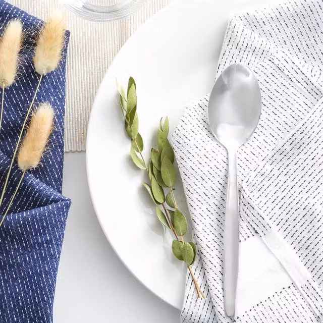 Argon Tableware Polished Stainless Steel Dessert Spoons, Silver, Set of 6