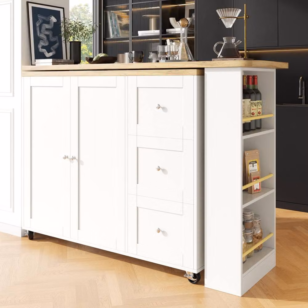 BTM Swivelling Dining Table with Drawers and Snack Rack in White, W/D/H: 106 x 39 x 39 cm – 3