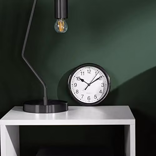 OHS Basic Round Analogue Quartz Wall Clock in Black and White, Diameter: 14 cm – 2