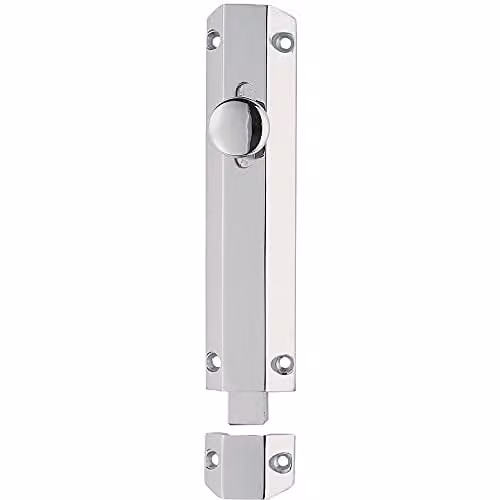 Loops Surface Mounted Flat Sliding Door Bolt Lock in Silver, 102 x 36 mm