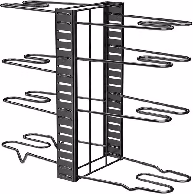 Havendro Adjustable Metal Pan and Pot Storage Rack Kitchen Organiser in Black