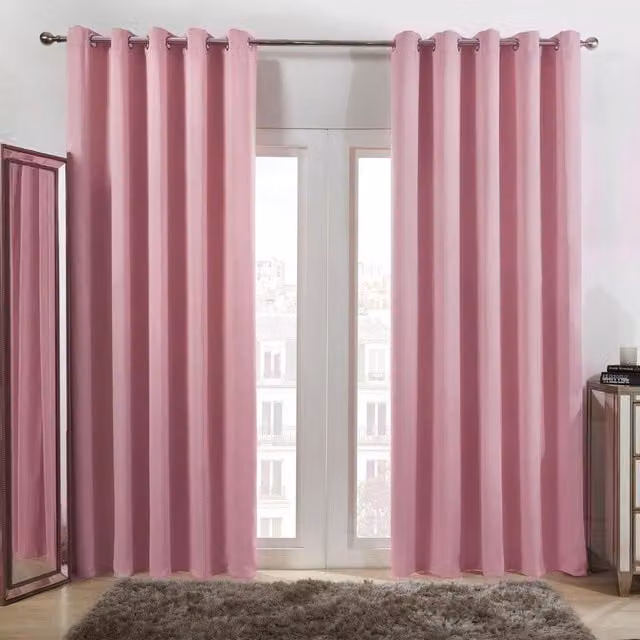OHS Plain Pink Blackout Thermal Eyelet Curtains, Width: 137 cm