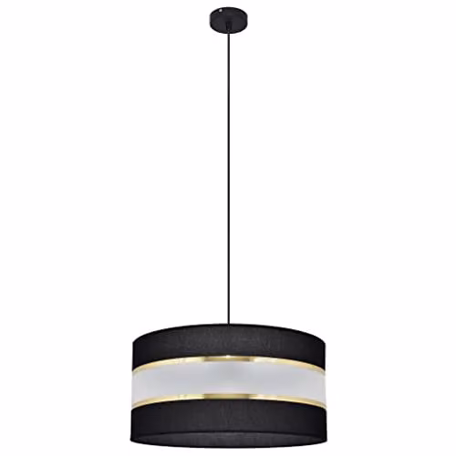 Netlighting Helam Cylindrical Pendant Ceiling Light in Black and Gold/Brass, Diameter: 40 cm