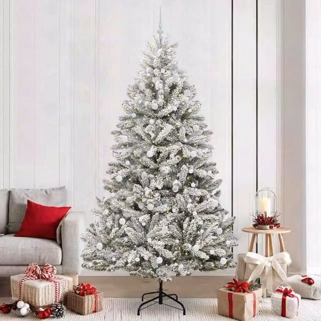 Berkfield Home Artificial Christmas Tree in Green and White, Height: 240 cm – 1