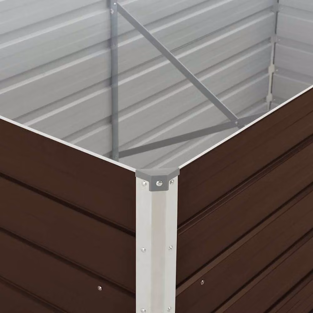 Berkfield Home Raised Garden Bed in Brown Galvanised Steel, W/D/H: 160 x 80 x 77 cm – 4
