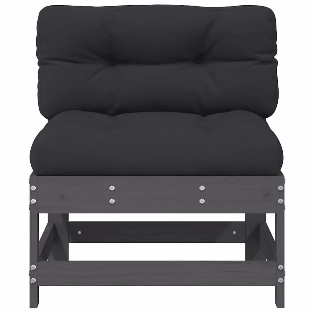 Berkfield Home Middle Sofa in Grey Fabric with Scatter Cushions and Solid Pine Wood Frame – 3