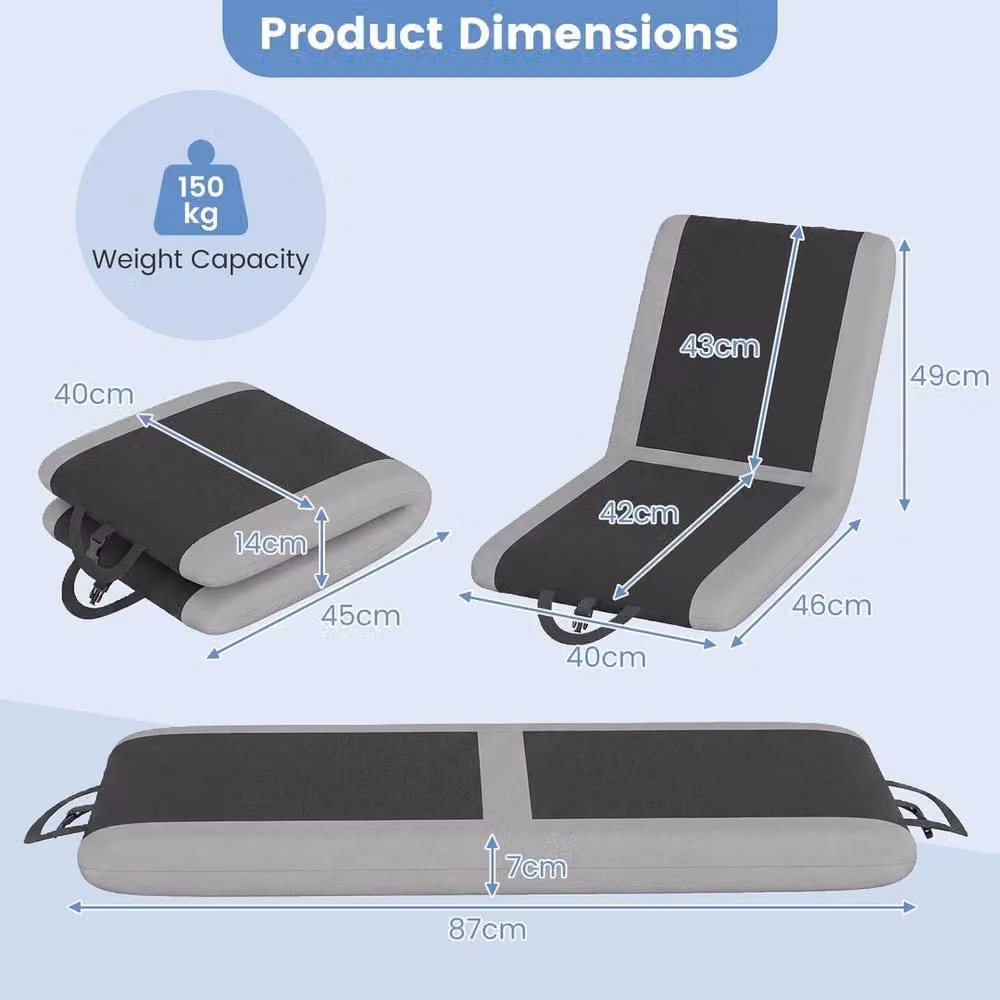 Havendro Grey Padded Stadium Seat with 6 Reclining Positions and Back Support – 2