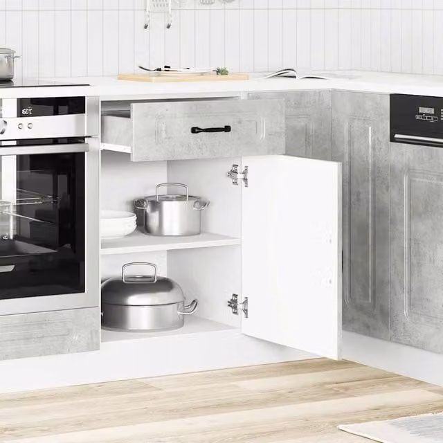Berkfield Home Kalmar Kitchen Base Cabinet in Concrete Grey MDF