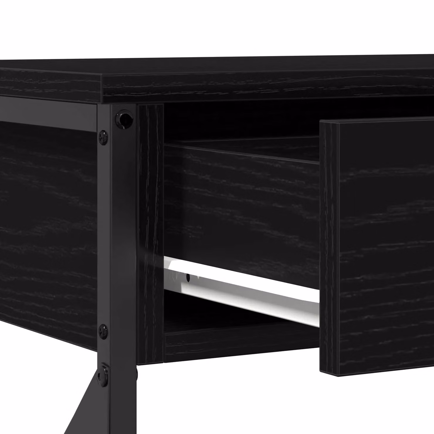 Berkfield Home Modern Black Oak Console Table with Steel X-Frame, W/D/H: 100 x 28 x 75 cm – 4