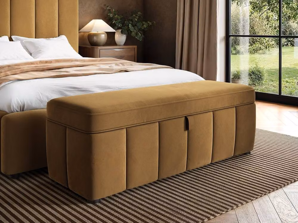 Solace+Co Emilie Upholstered Blanket Box in Brown, W/D/H: 119.0 x 43.0 x [Not Specified] cm – 2