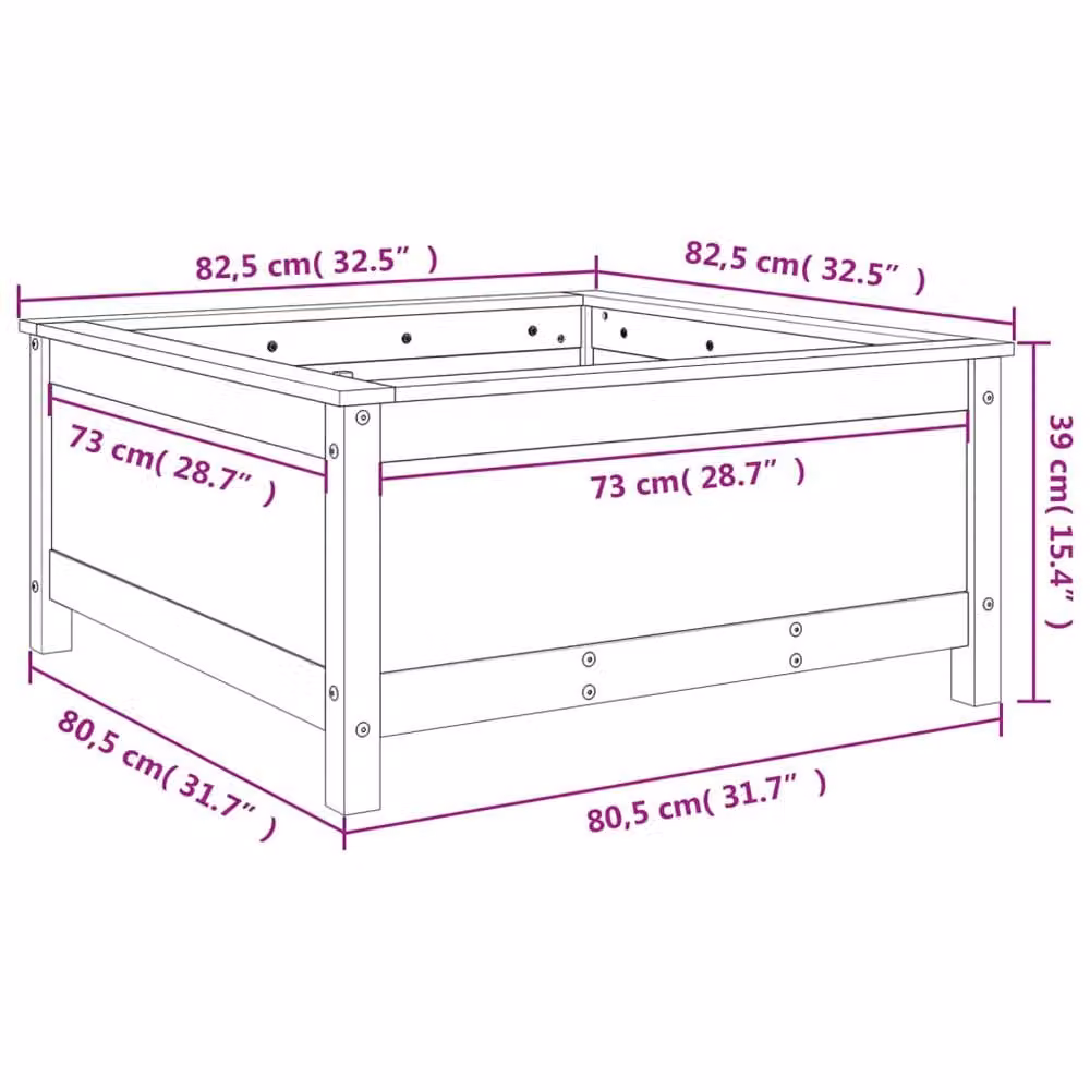Berkfield Home Beautiful Garden Planter Tub in Grey Solid Pine Wood, W/D/H: 82.5 x 82.5 x 39 cm – 4