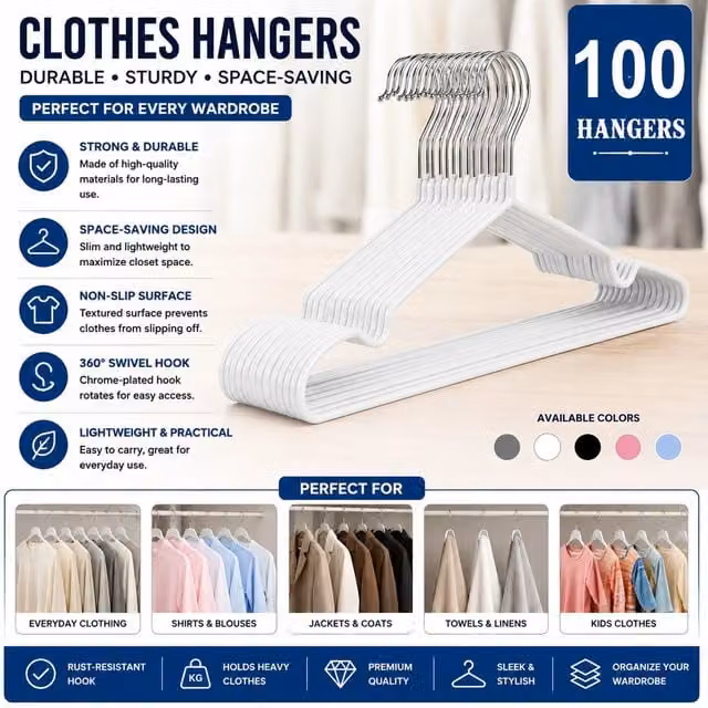 Atek Space Saving Metal Hangers in White