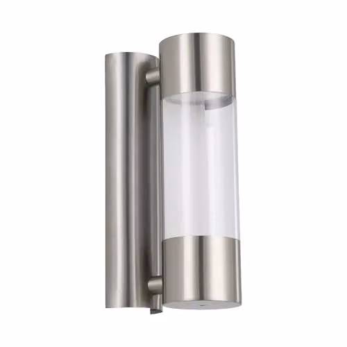Eglo Robledo LED Outdoor Wall Lamp in Silver with 2-Light Cylinder Design – 1