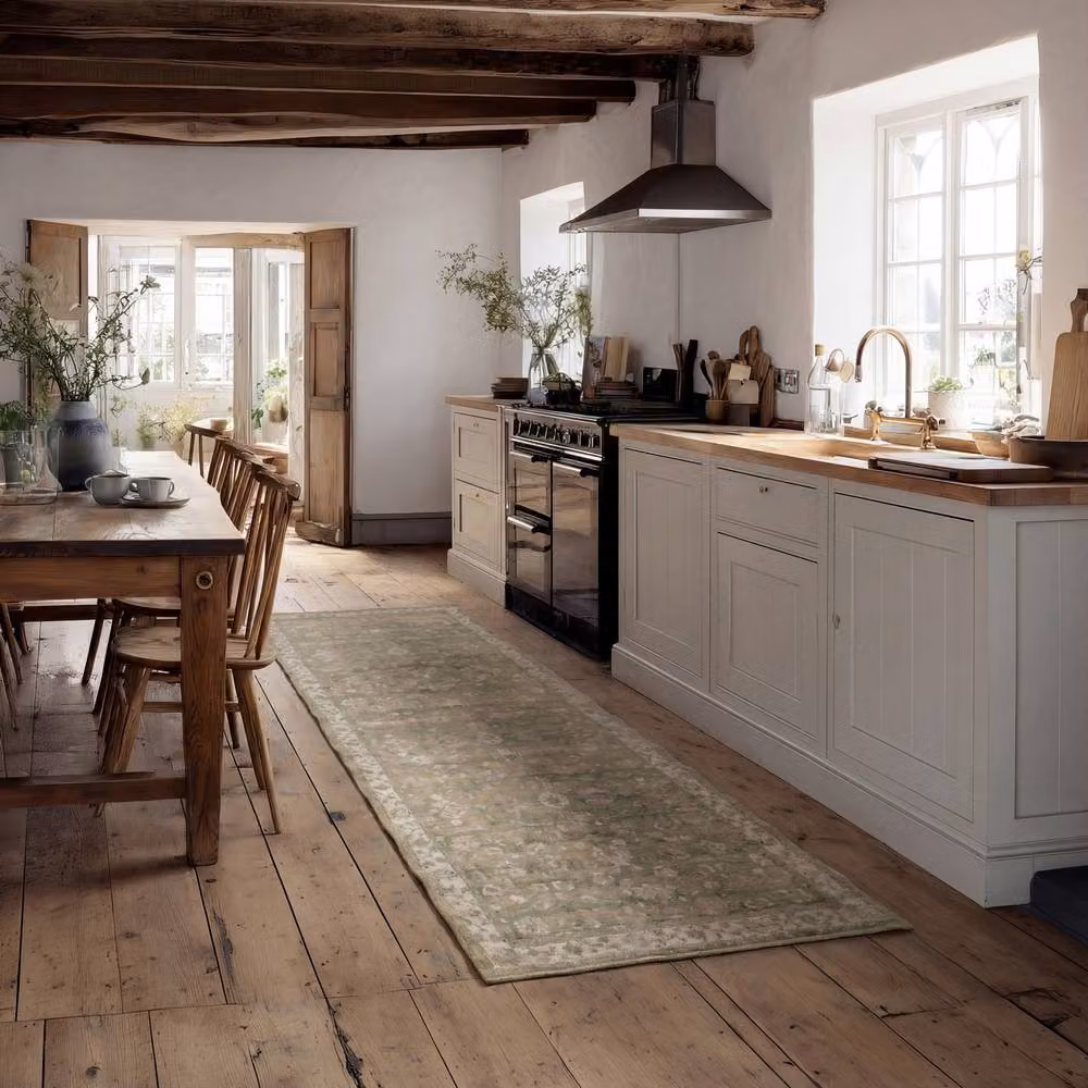 Kukoon Sage Green Floral Vintage Washable Rug, W/D: 240 x 330 cm – 4