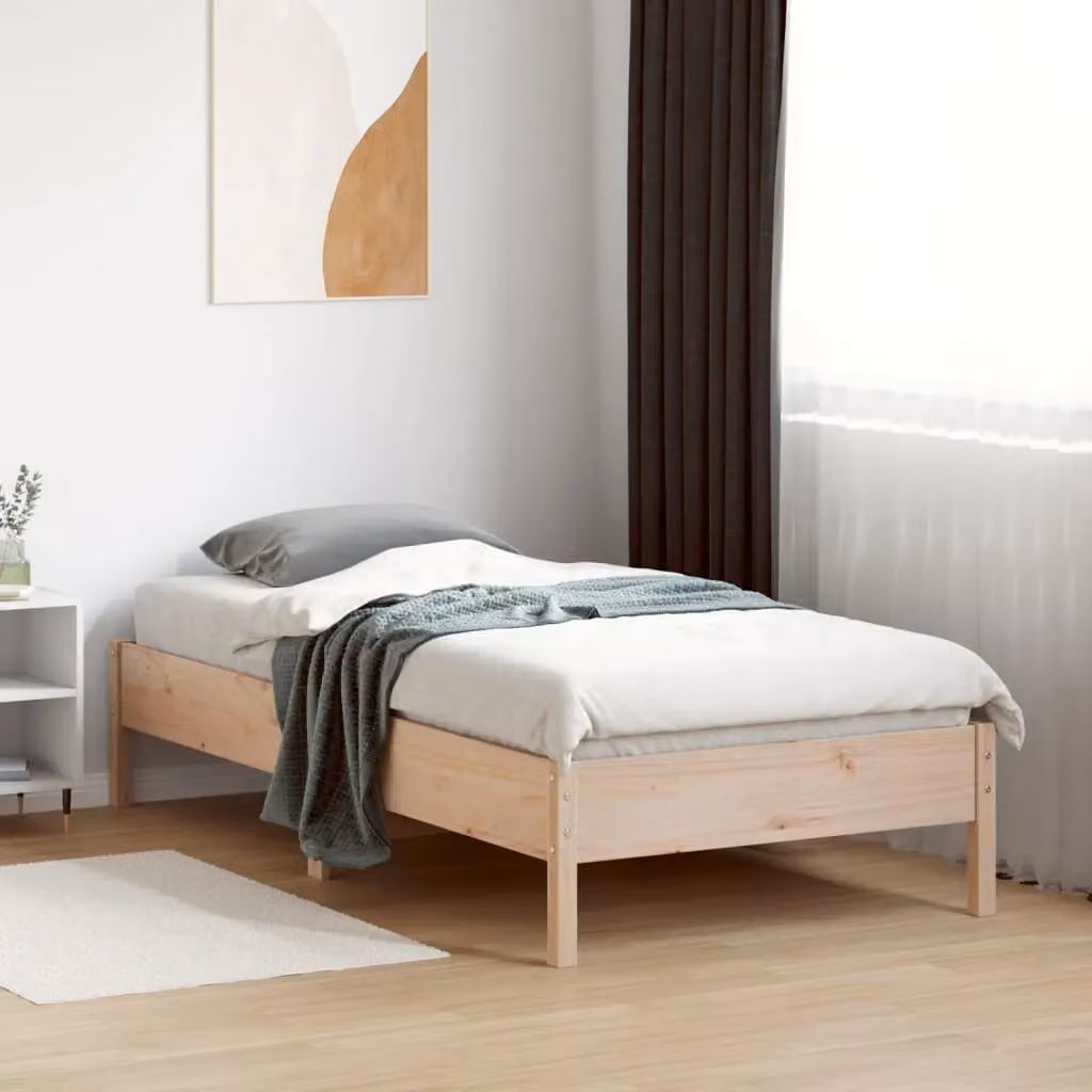 Berkfield Home Small Single Solid Wood Pine Bed Frame in Brown, W/D/H: 75 x 190 cm – 2