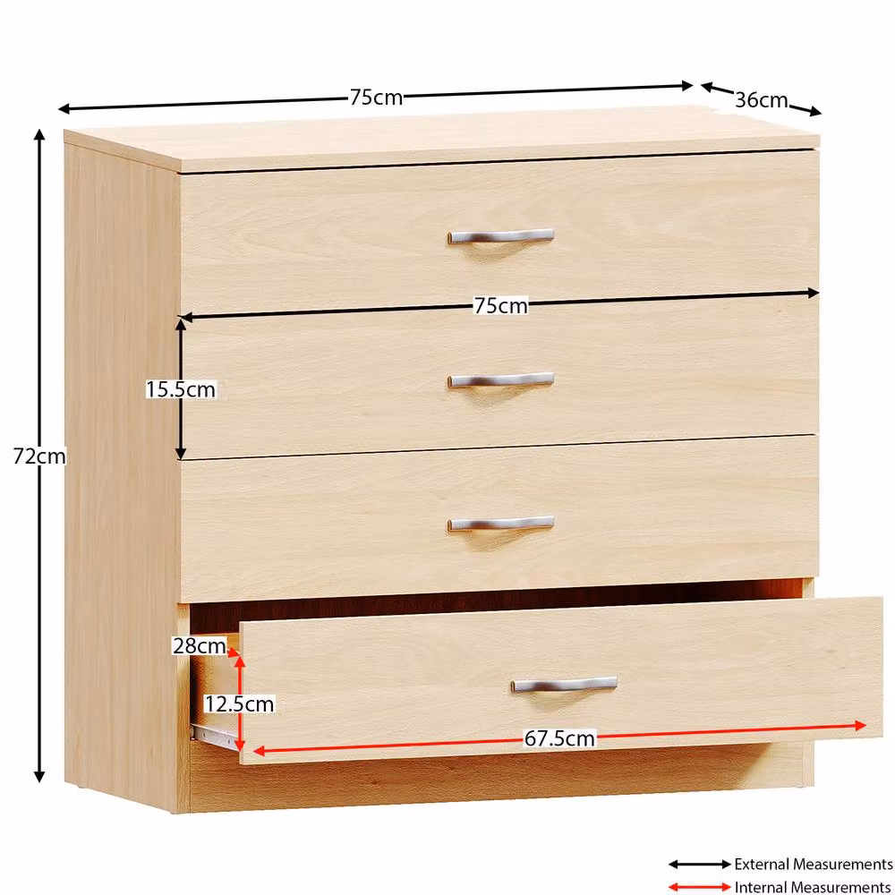 HD Designs Riano 4 Drawer Chest of Drawers in Brown – 1
