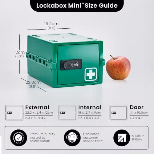 Lockabox Mini 3L Lockable Medicine Box in Medi Green, W/D/H: 22 x 12 x 16 cm – 2