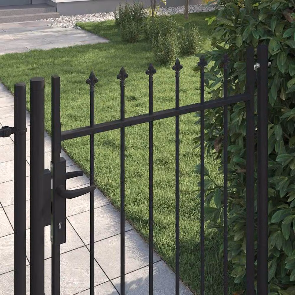Berkfield Home Single Door Steel Fence Gate with Spike Top, Black, W: 120 cm, H: 100 cm – 3