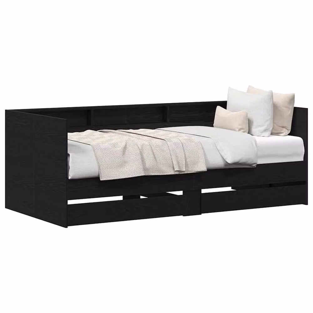 Berkfield Home Black Oak Daybed with Drawers, Black, W/D/H: 90 x 200 cm – 3