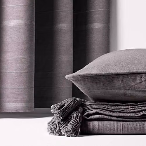 Homescapes Rajput Ribbed Cotton Throw in Grey – 4