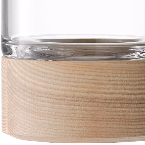LSA International Lotta Vase/Lantern with Clear Glass and Ash Wood Base, H18 x W20 cm – 2